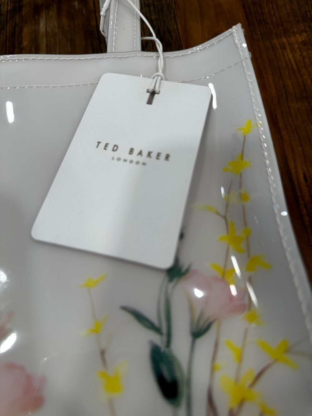 Ted Baker light pink Floral Patent Tote with Pink & Yellow Accents - Picture 2 of 9